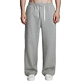 Susclude Mens Fleece Lined Baggy Sweatpants Wide Leg Mediumweight Comfy Lounge Slacks Loose Fit Track Pants Spring