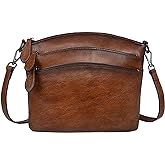 HESHE Crossbody Bags for Women Genuine Leather Purses with Multi-Pockets Vintage Ladies Small Shoulder Satchel Bag