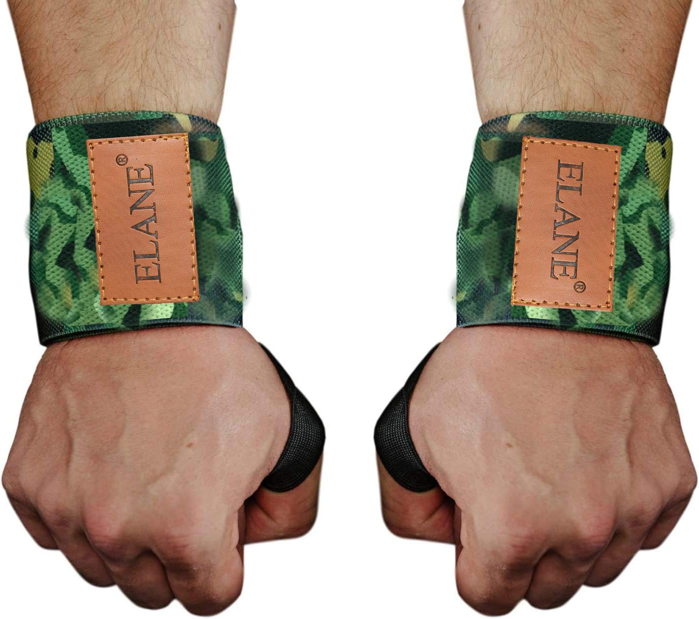 ELANE 2PCS/Pair Wrist Straps Support Braces Wraps for Powerlifting, Bodybuilding, Weight Lifting, Strength Training, Sports, One Size fits All Men& Women (Left and Right) (Camouflage Green) : Sports & Outdoors