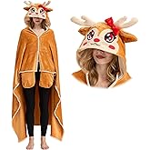 Deer Wearable Blanket Cute Animal Blanket Hoodies for Adults Deer Costume Funny Gifts for Women Men