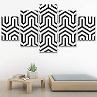 SIGNWIN 5 Panel Canvas Wall Art Modern Art Decorative Elements Fun Geometric Mixed Media Multicolor Patterns for Home Decorations Ready to Hang - 60