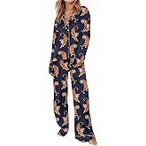 SHESHOW Satin Pajamas for Women Set Long Sleeve Button Down Sleepwear 2 Piece Nightwear Women Pjs Sets Size XS-XXL