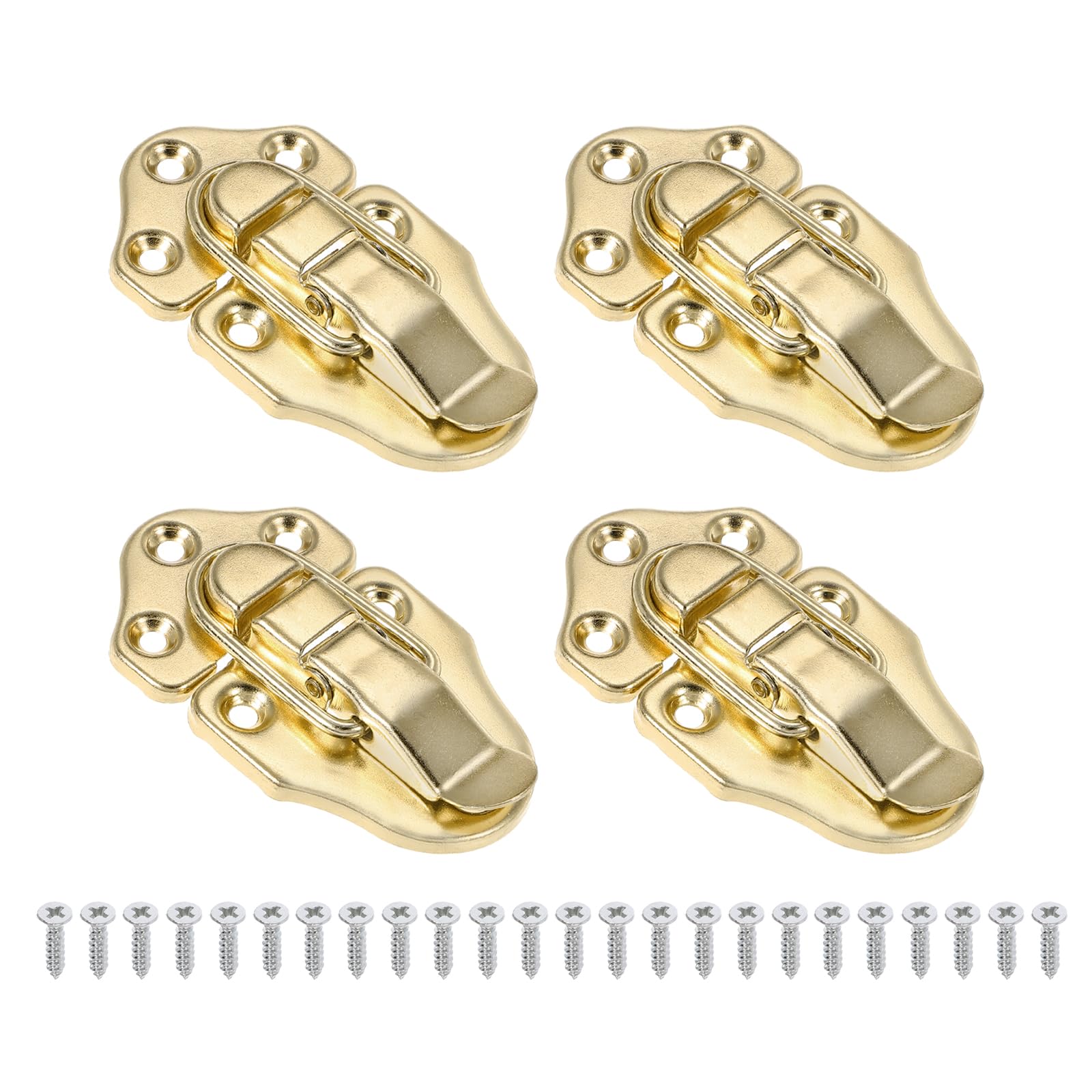 PATIKIL Retro Style Duckbilled Toggle Hasp Latch, 4 Pack Small Metal Vintage Box Toggle with Mounting Screw for Jewelry Cabinet Wooden Ordinary Box Crafts, Gold