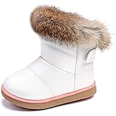 KVbabby Toddler boots Kids Snow Boots Girl's Warm Winter Boots Waterproof Boot PU Leather Non-slip