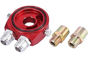 X AUTOHAUX Universal Car Aluminum Alloy Oil Filter Cooler Sandwich Thread Plate Adapter Oil Cooler Kit Red M20x1.5 1/8 NPT