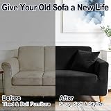 Yeahmart Thick Velvet Sofa Cover 2 Seater Premium Stretch Loveseat Slipcover view 4