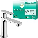 Hansgrohe Rebris S Basin Mixer Tap 110 with Pop-Up Waste Set Chrome