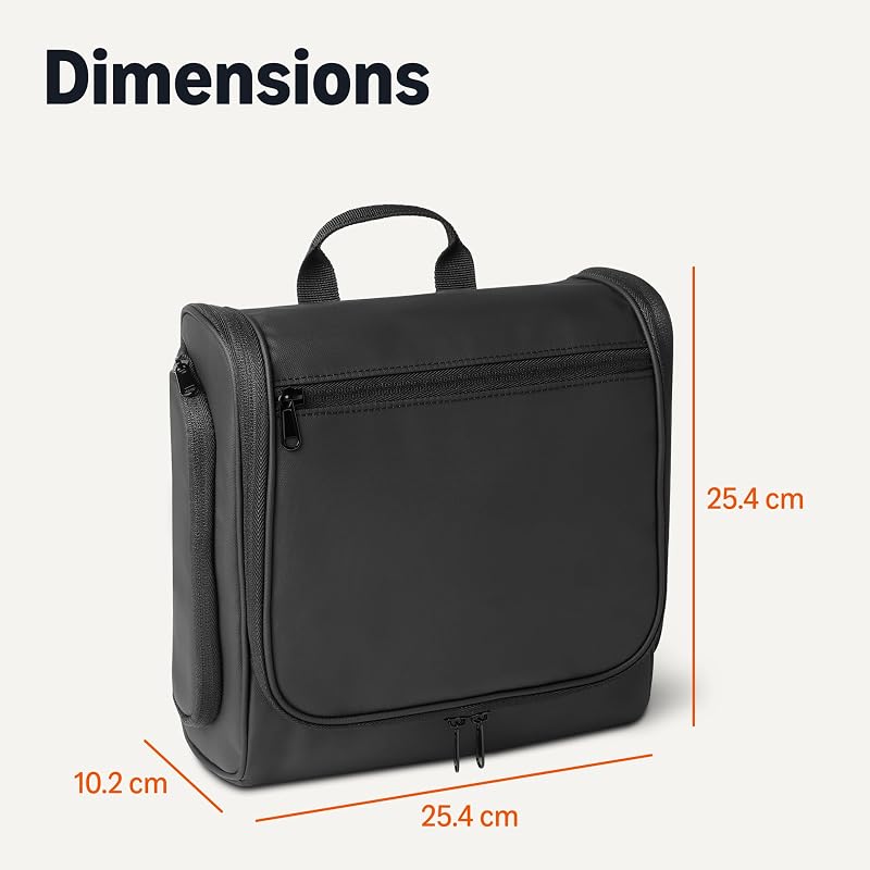 Trousse de Toilette de Voyage avec Crochet de Suspension – Trousse à Cosmétiques Portable, Grande Capacité, Range-Tout pour Cosmétiques et Articles de Toilette, 25,4cm, Noir