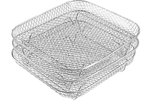 Air Fryer Basket, 8x10x2 Inch 3 Layer Fine Mesh Stainless Steel Air Fryer Rack with Support Foot Detachable Dishwasher Safe S