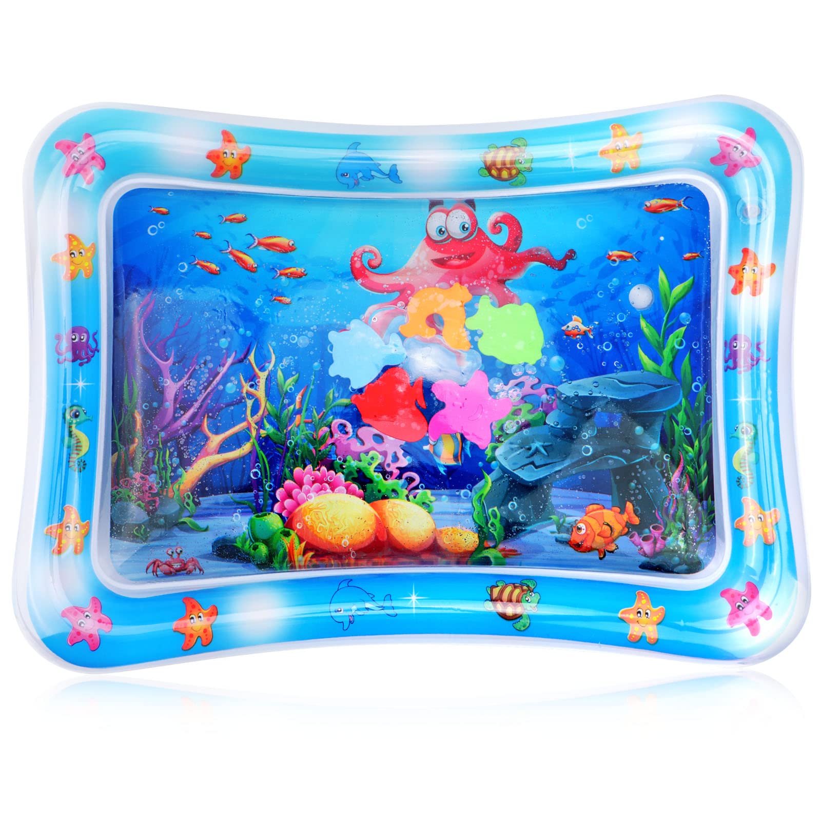 Inflatable Tummy Time Premium Watermat Infants & Toddlers, Rectangle Kids Play Patted Pad with Pump, Play Activity Center for Baby's Stimulation Growth Baby Stuff for Newborn Toys(Octopus)
