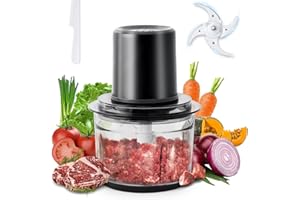 Olayks Meat Grinder Electric, 1.2L Stainless Steel Food Processor and Chopper with 4 Sharp Blades, 350W, 2 Speed Modes, for M