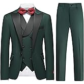 Lamgool Boys Tuxedo Suit 3 Piece Slim Fit Set with Blazer Jacket Vest Pant Kids Formal Outfit for Wedding Prom Size 6-20