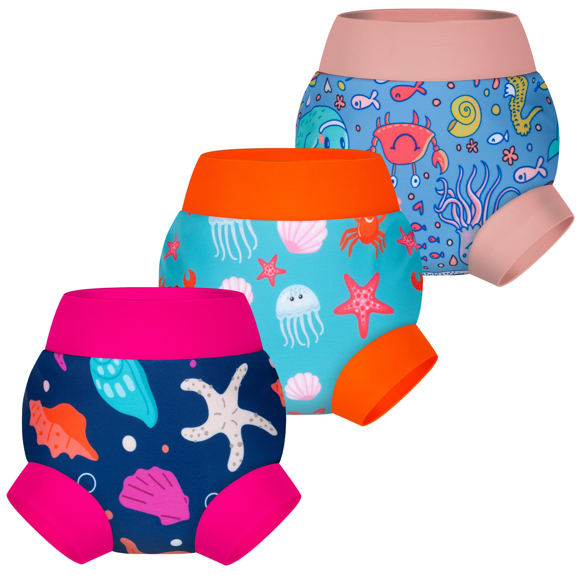 BIG ELEPHANT Baby Schwimmwindeln 3er Pack – Wiederverwendbare, Verstellbare & Waschbare Badehose für Babys & Kleinkinder