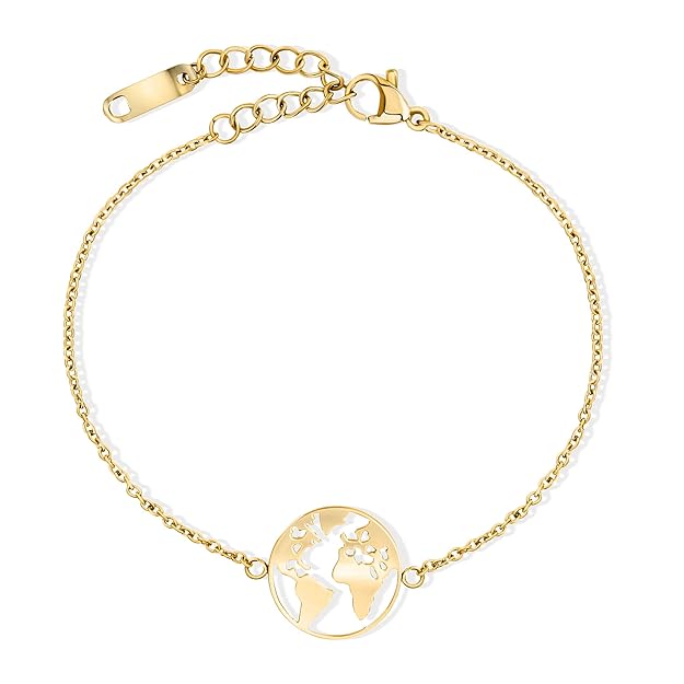 LENIRA | Weltkugel Armband- Filigranes Frauen Armbändchen - perfekt geeignet als Geschenk