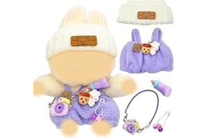 Doll Clothes for Labubu, Clothes for Dolls Outfits, Accessories for 17cm Dolls Clothes Set, White Knitted Hat + Purple Sweate