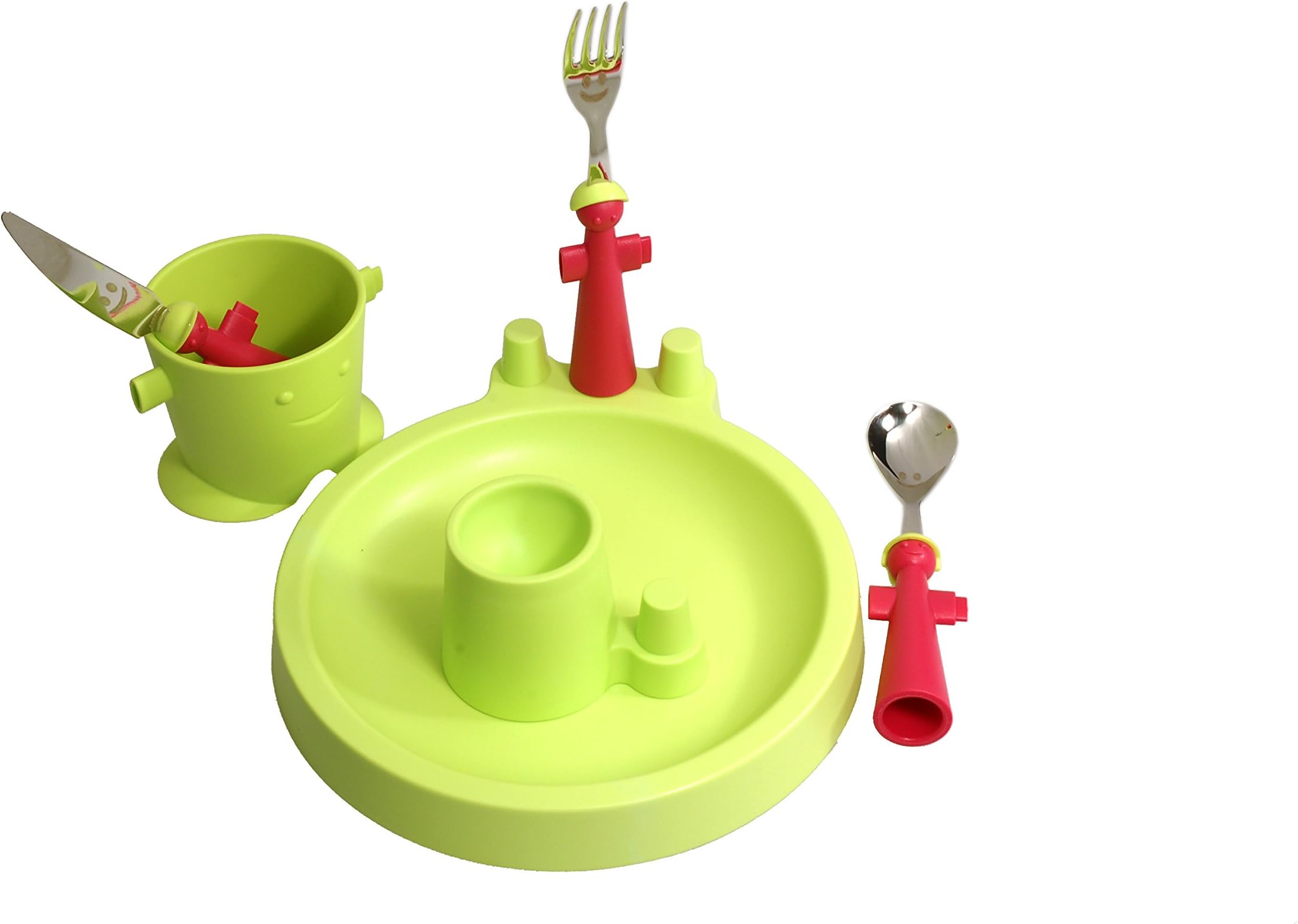 Rivadossi Puppet Club Set with Mug, Plate, Egg Cup and Cutlery, Green