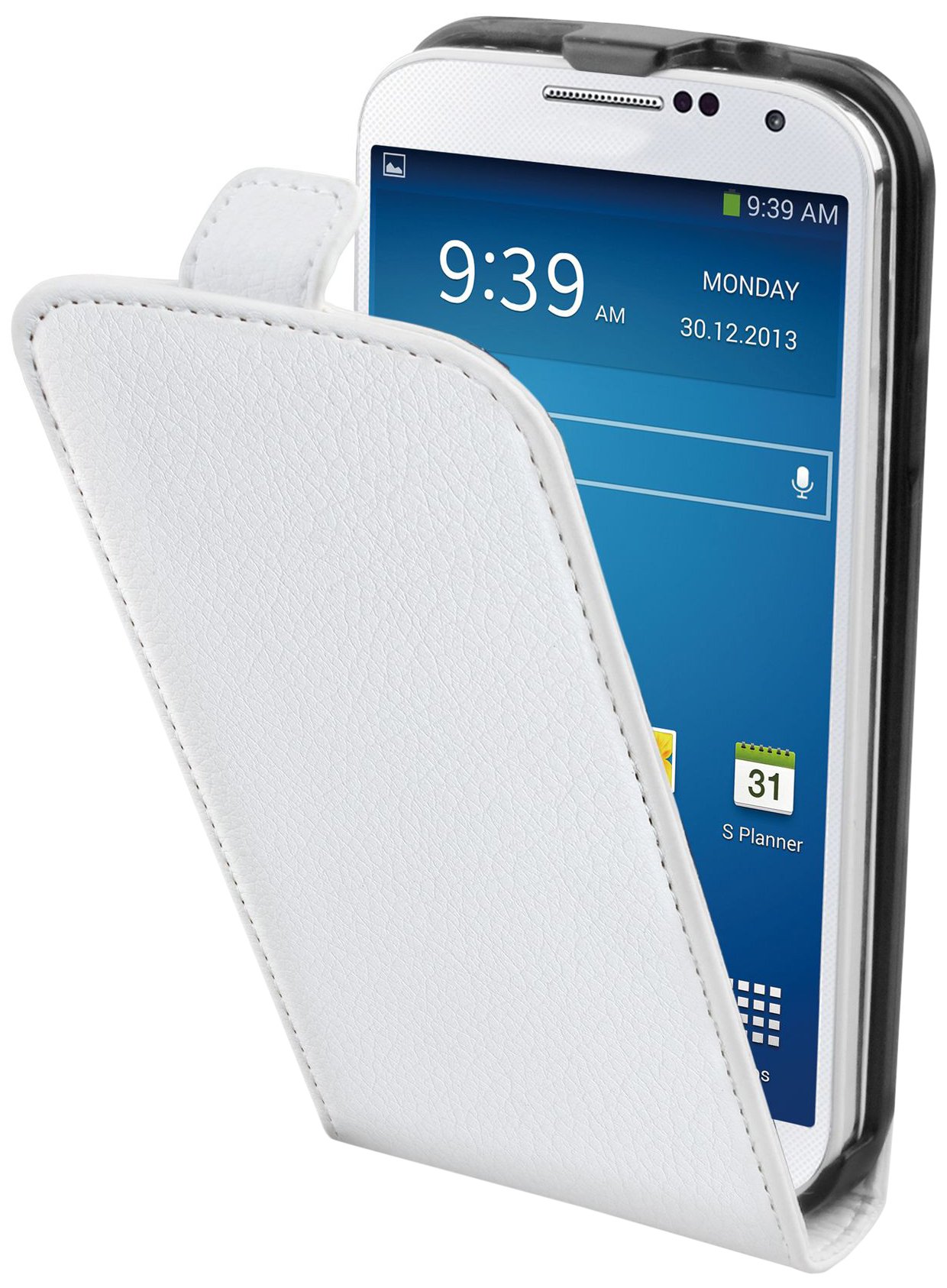 Muvit - Case Cover with flap Slim granulated leather (PU) white for Samsung Galaxy S5 i9600