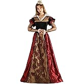Megartico Halloween Alice Red Queen Dress Adult Women,Queen of Hearts Costume,Medieval Vintage Costume