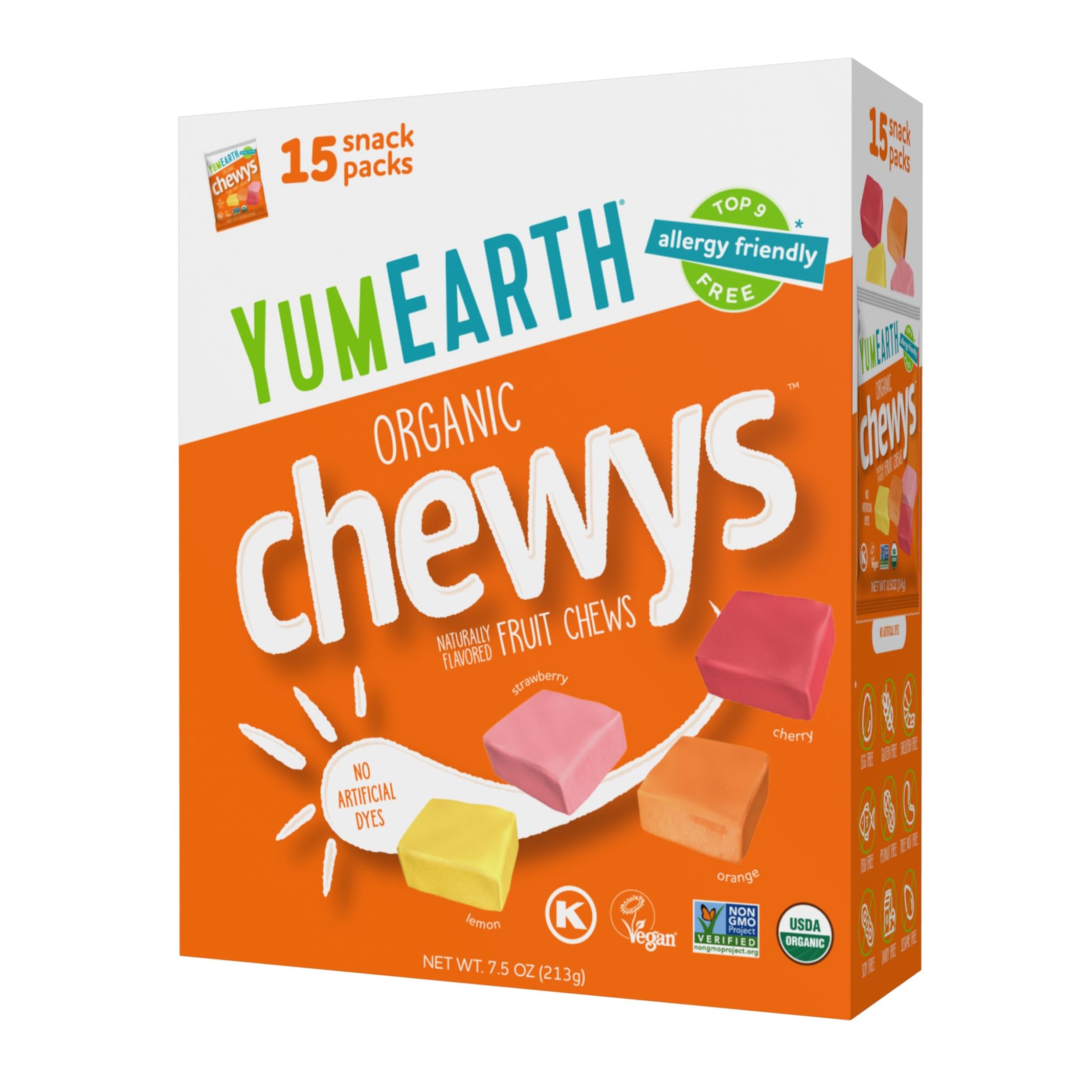 Photo 1 of ** best by : 01/25/2026** YumEarth Organic Chewys Fruit Flavored Candy Chews - Allergy Friendly, Gluten Free, Non-GMO, Vegan, No Artificial Flavors or Dyes - Assorted Flavors, 7.5 oz.