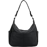 YALUXE Women's Genuine Leather Shoulder Bags Hobo Handbags Purses with Double Zipper Pockets and Crossbody Strap