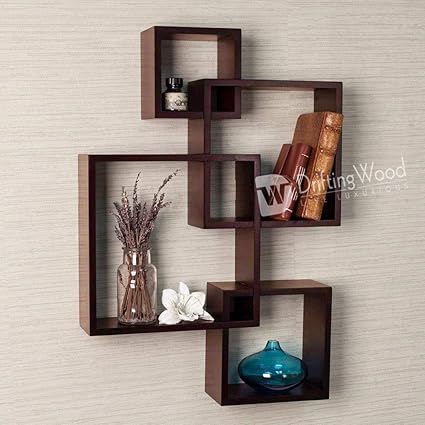 DriftingWood Wall Shelf Rack Set of 4 Intersecting Wall Shelves | Brown