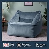 icon Natalia Velvet Bean Bag Chair, Mineral Blue, Large Adult Armchair view 4