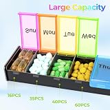 Alyvisun 7 Day Pill Box Large Weekly Organizer Black Travel view 4