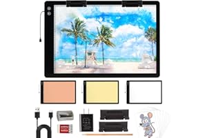 ELICE Rechargeable A2 Large Tracing Light Box with 3-Color Light Modes, Wireless Ultra-Thin LED Light Board with 6-Level/Stepless Brightness, Cordless Trace Light Pad for Sketching, 5D Diamond Painting