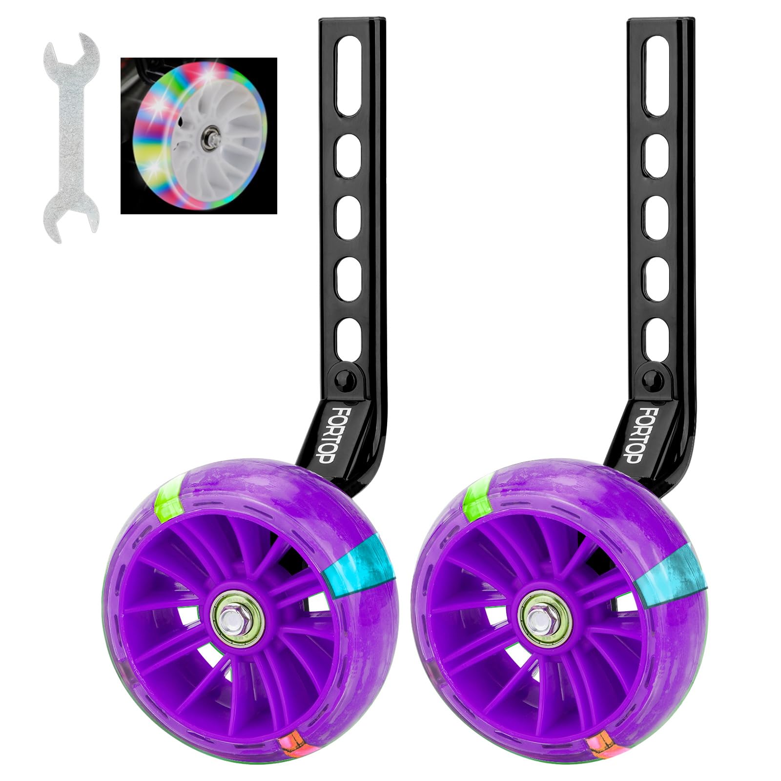 Bike Training Wheels, Pair of Heavy Duty Rear with Stabilizers Mounted Kit for Single Speed Bicycle with 12 14 16 18 20 Inch (Heavy Duty Purple, 12inch-20inch)