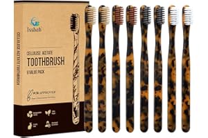 Isshah Biodegradable Eco-Friendly Cellulose Acetate Toothbrushes - 8 Count