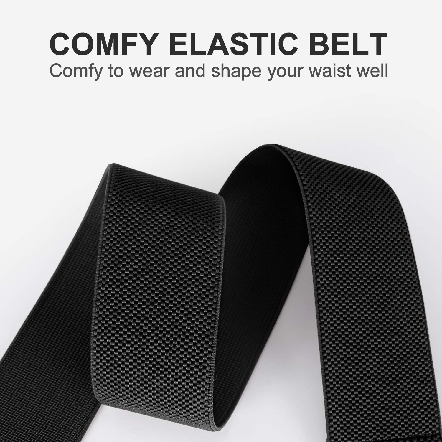 Wide Elastic Stretchy Belts for Women - Trimmer Stretch Waistband Retro Waist Belt Black by Whippy