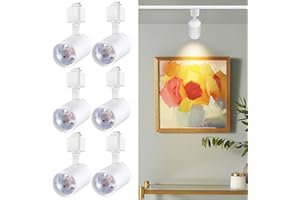 Arcfox 7W 3000K H Type Dimmable LED Track Lighting Heads, 3 Wire Single Circuit 500lm CRI90 24° Angle Ceiling Spotlight for Accent Task Wall Art Exhibition Store, ETL5027448(6 Pack, White)