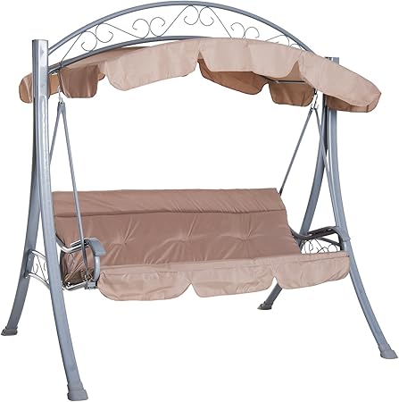 Amazon.com: Outsunny – Balancín de jardín columpio de jardín al aire última intervensión Patio metal balancín 3 plazas Cushioned Banco Asiento: Jardín y Exteriores
