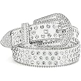 SUOSDEY Rhinestone Belt for Men Women Western Cowboy Cowgirl Bling Studded Leather Belt for Jeans Pants