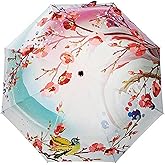 Estwell Travel Compact Art Umbrella Foldable Windproof UV Protection Sun Rain Umbrella for Women