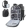 BAGSMART Small Camera Backpack, DSLR SLR Small Camera Bag Fits 13 Inch Laptop, Camera Backpack with Rain Cover & Tripod Holder