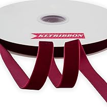 KLTRIBBON Vintage Wine Velvet Ribbon Single Faced,5/8 Inch X 25