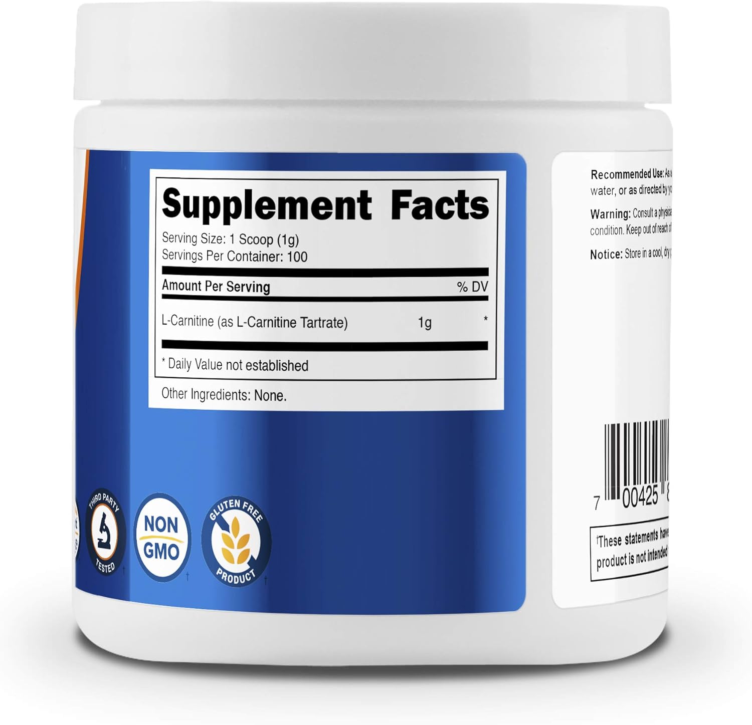 Nutricost L-Carnitine Tartrate Powder (250 Grams) - 1 Gram per Serving, 250 Servings: Health & Personal Care