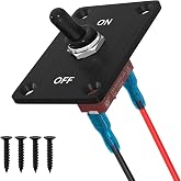 RVBOATPAT Heavy Duty Waterproof Toggle Switch 12V DC 30A 2 Pin SPST ON/Off Toggle Switch with Mounting Panel for Marine Boat Automotive