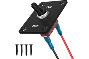 RVBOATPAT Heavy Duty Waterproof Toggle Switch 12V DC 30A 2 Pin SPST ON/Off Toggle Switch with Mounting Panel for Marine Boat 