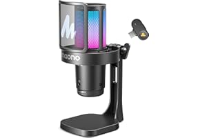 MAONO DGM20W Wireless Microphone for PC, Condenser USB Mic for Gaming Streaming with Noise Cancellation & Quick Mute,Gain Con