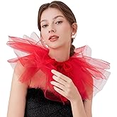 BEoneBEwin Clown Tulle Ruffle Collar, Layered Mesh Neck Ruffle, Victorian Elizabethan Renaissance Halloween Costume Accessory