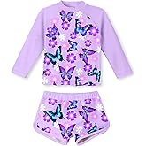 TUONROAD Girls 2 Pieces Rash Guard Swimsuit Long Sleeve Tankini for 4-10 Years