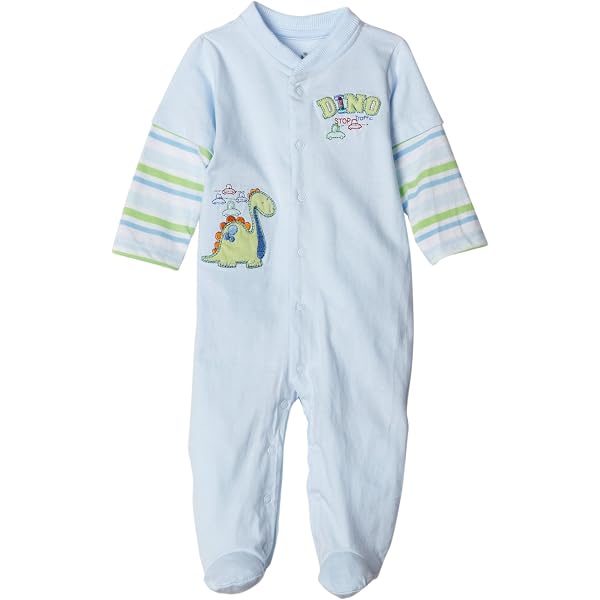 Absorba Baby Jungen Fußstrampler – Dinosaurier-Motiv, Velours, Mit Greifnoppen, Größe Neugeborene