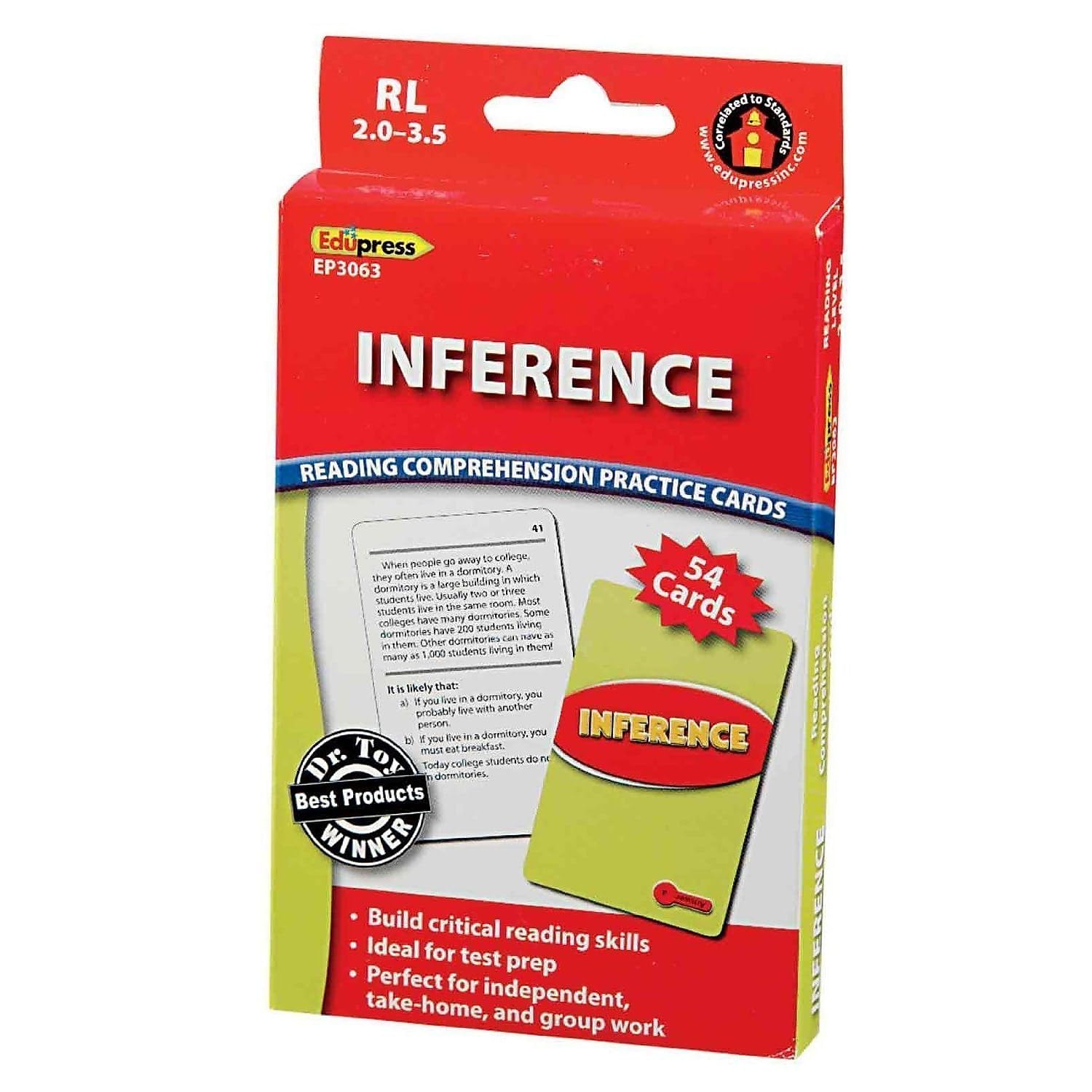 Edupress Reading Comprehension Practice Cards, Inference, Red Level (EP63063) Medium