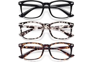 WOWSUN Unisex Stylish Nerd Non-prescription Glasses, Clear Lens Eyeglasses Frames, Fake Glasses