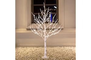 Tybeeu 3ft Lighted Birch Tree with 64 Warm White LED Lights for Holiday Decor - Realistic Design, UL Certified, Dimmable, Waterproof - Ideal for Indoor and Outdoor Decoration