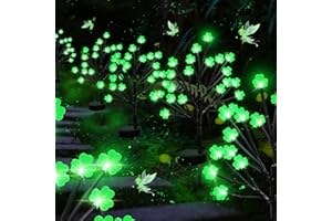 BeHiller St Patricks Day Decorations Solar Shamrock Stake Lights Outdoor,2PACKS 40LED Shamrock Tree with Green Day Party Gifts Decor-Solar Garden Lights for St. Patrick's Day Outside Lawn Decor