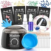 Waxing Kit for Women Madors Wax Warmer Hair Removal Kit with Intelligent Temperature Control Wax Machine and Hard Wax Beads