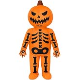 Halloscume 6ft Halloween Inflatable Pumpkin Skeleton Costume for Adults | Orange Blow up Bodysuit, Pumpkin Skeleton Design, Blower Included, Funny Outfit for Party, Parades, Carnivals, Cosplay